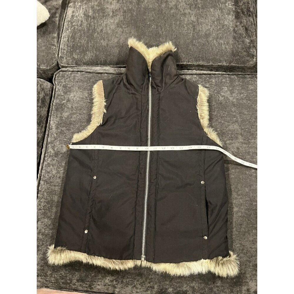 Faux Fur Women's Reversible Vest Black Contemporary Warm Feminine Plush Fuzzy - Picture 7 of 8